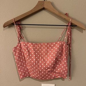 Zara pink polka dot XS crop top